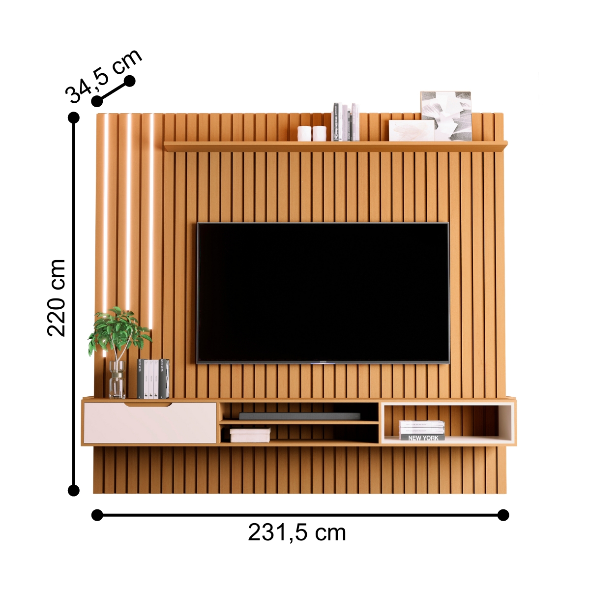 Home Suspenso com 1 Gaveta e Led Toyama Nature Pérola
