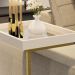 Mesa Lateral Apoio Para Sofá Com Espelho JB 4774 - Pérola com Dourado - Lojas RPM