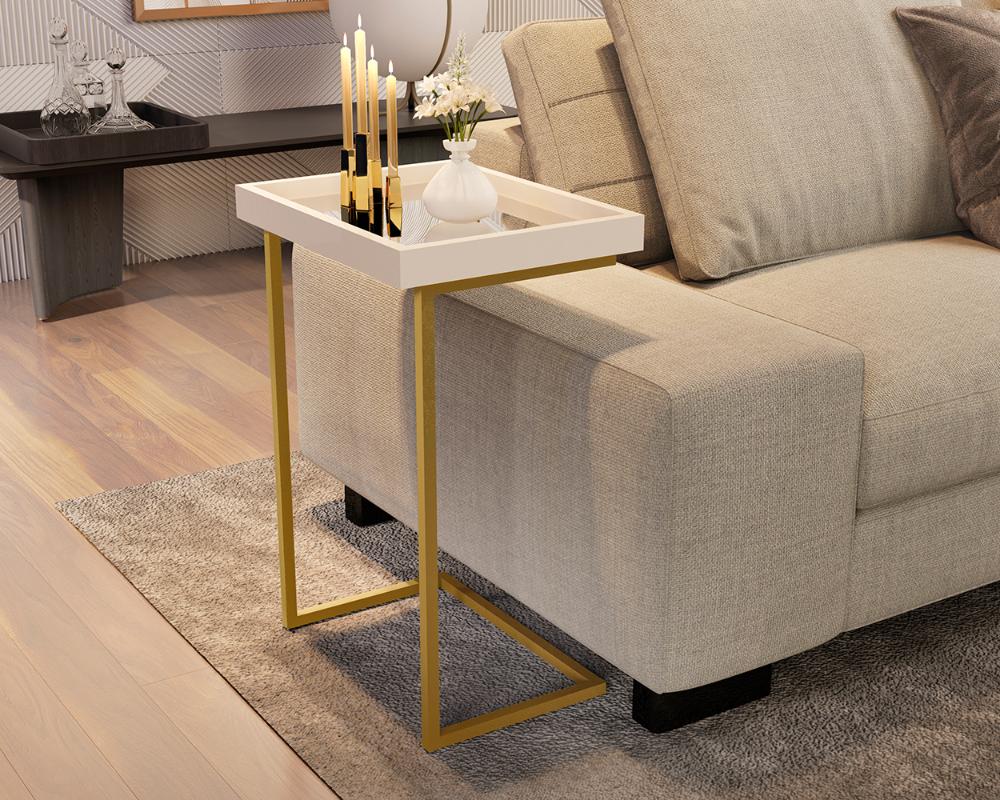 Mesa de Apoio Reggio Perola Pe Dourado
