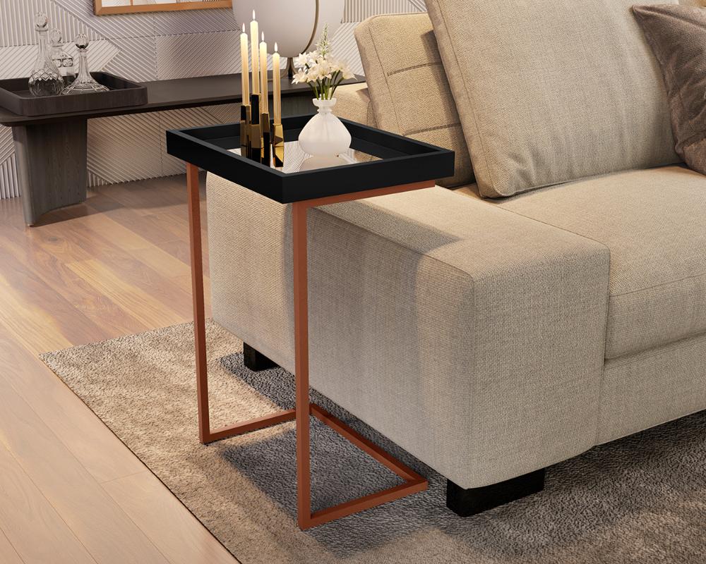 Mesa de Apoio Reggio Preto Pe Bronze