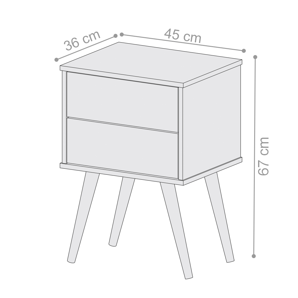 Mesa de Cabeceira 2 Gavetas Geraldine Branco