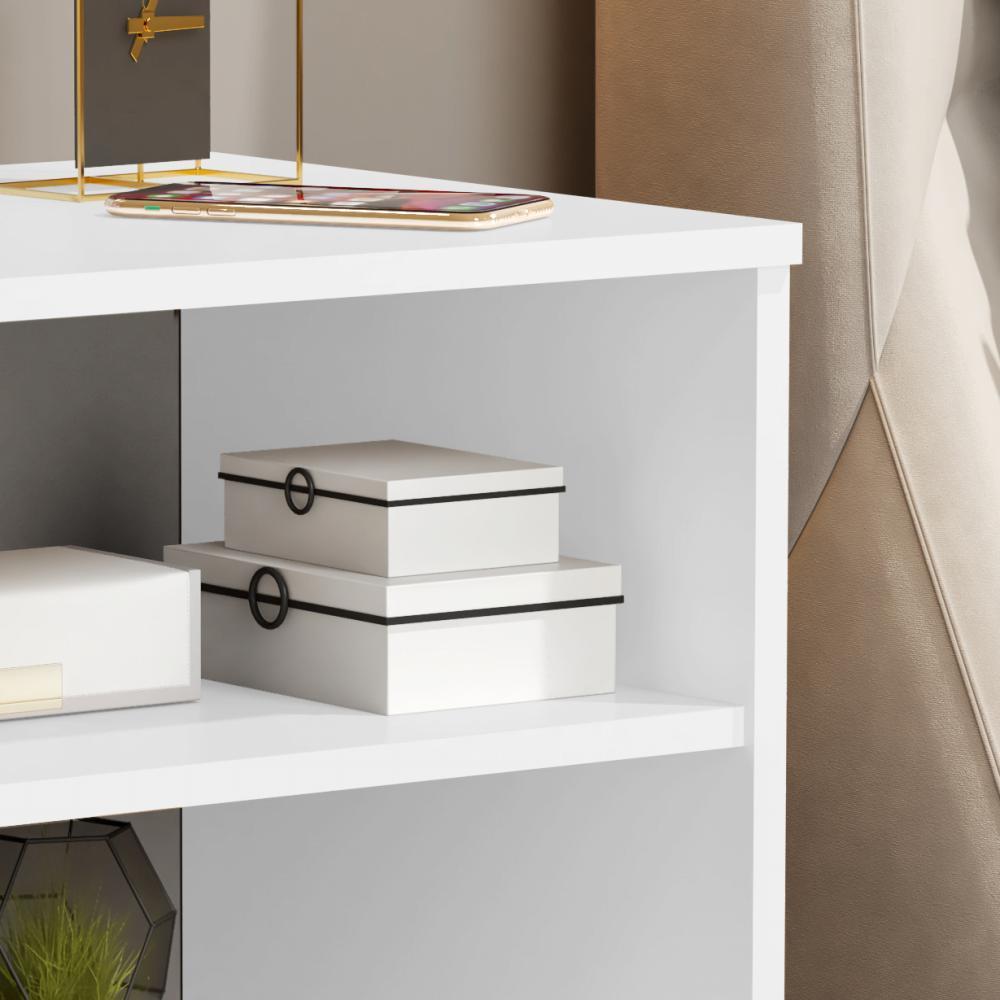 Mesa de Cabeceira Com Prateleira JB 1515 - Branco - Lojas RPM 