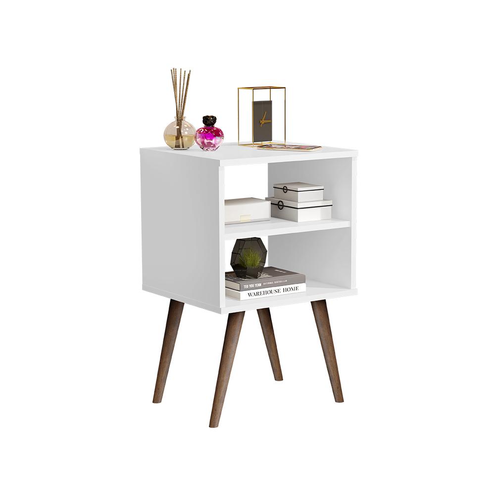 Mesa de Cabeceira Com Prateleira JB 1515 - Branco - Lojas RPM 