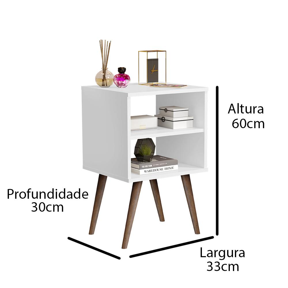 Mesa de Cabeceira Com Prateleira JB 1515 - Branco - Lojas RPM 