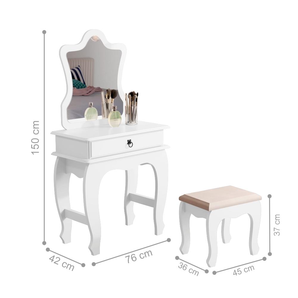 Penteadeira Infantil Laila Premium Com Banqueta Branco