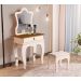 Penteadeira Infantil Laila Premium Com Banqueta Pérola Nature