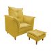 Poltrona de Amamentação + Puff Luana Pés Madeira Suede Amarelo