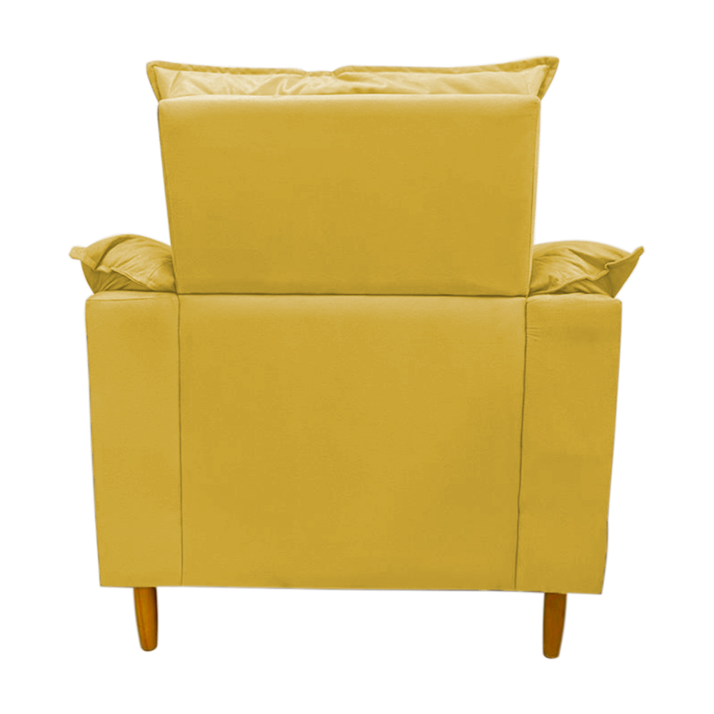 Poltrona de Amamentação + Puff Luana Pés Madeira Suede Amarelo