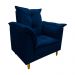 Poltrona de Amamentação + Puff Luana Pés Madeira Suede Azul Marinho