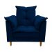 Poltrona de Amamentação + Puff Luana Pés Madeira Suede Azul Marinho