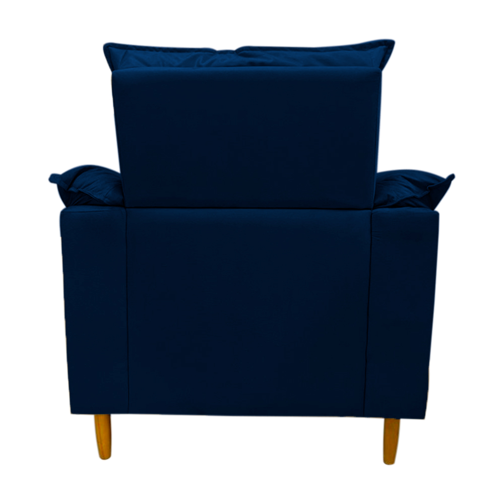 Poltrona de Amamentação + Puff Luana Pés Madeira Suede Azul Marinho