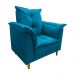 Poltrona de Amamentação + Puff Luana Pés Madeira Suede Azul Royal