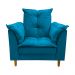 Poltrona de Amamentação + Puff Luana Pés Madeira Suede Azul Royal