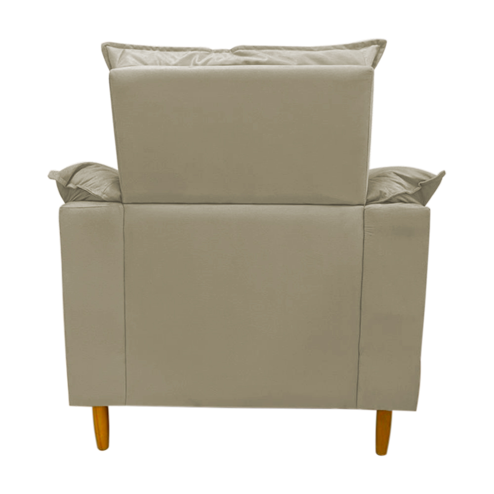 Poltrona de Amamentação + Puff Luana Pés Madeira Suede Bege