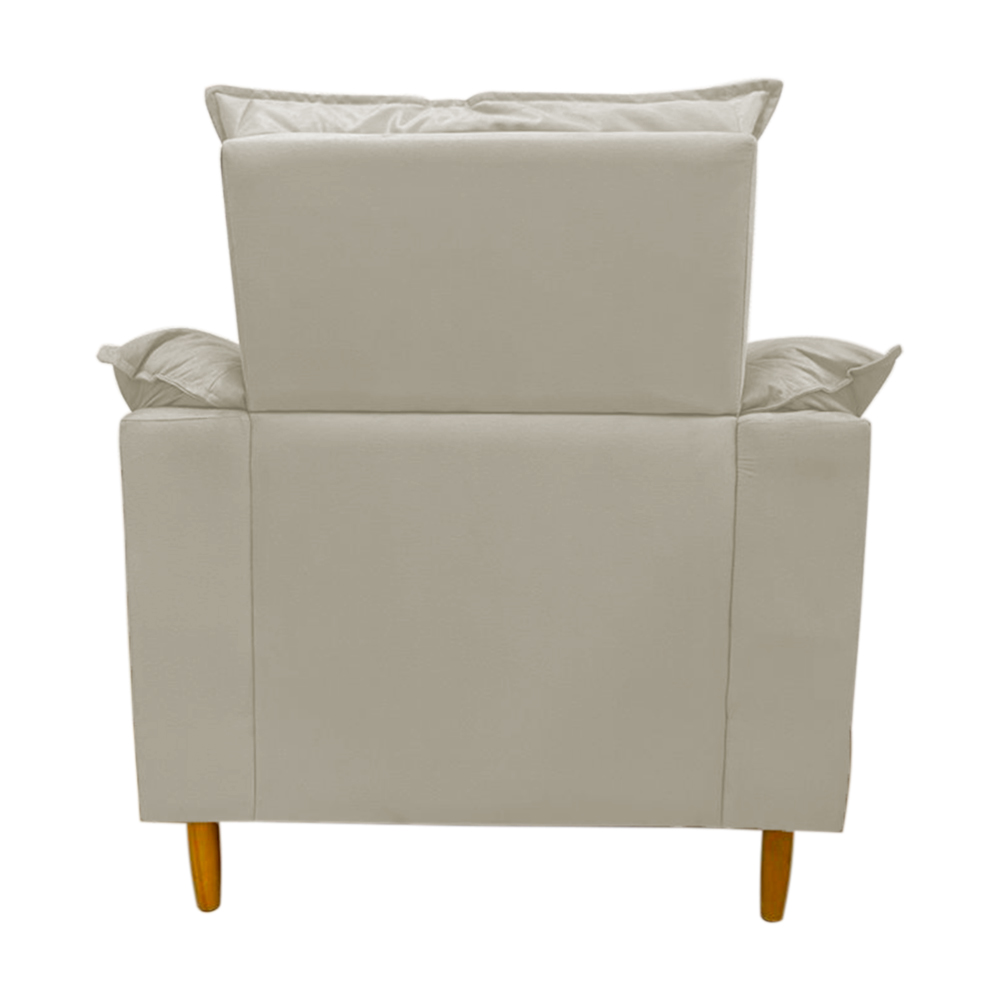 Poltrona de Amamentação + Puff Luana Pés Madeira Suede Bege Claro