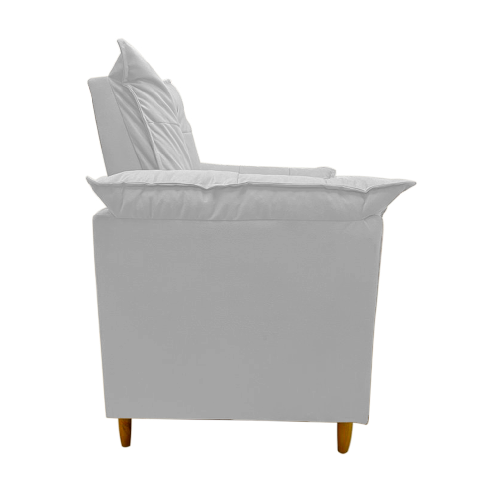 Poltrona de Amamentação + Puff Luana Pés Madeira Suede Branco