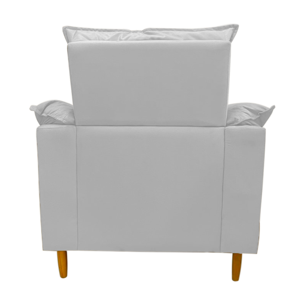 Poltrona de Amamentação + Puff Luana Pés Madeira Suede Branco