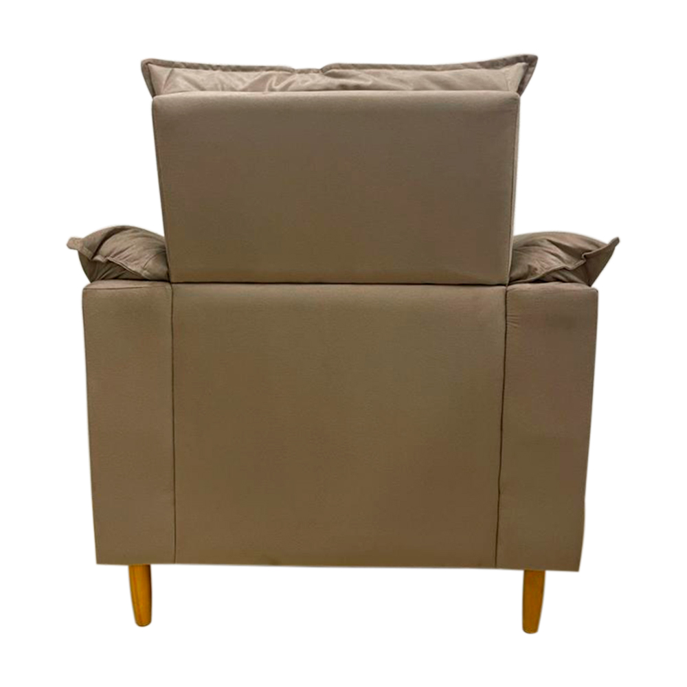 Poltrona de Amamentação + Puff Luana Pés Madeira Suede Cappuccino