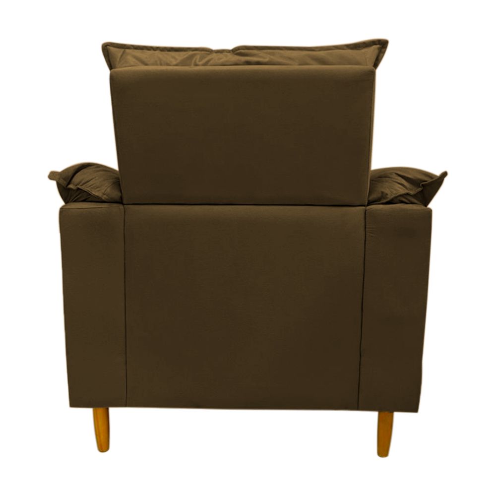 Poltrona de Amamentação + Puff Luana Pés Madeira Suede Marrom Claro