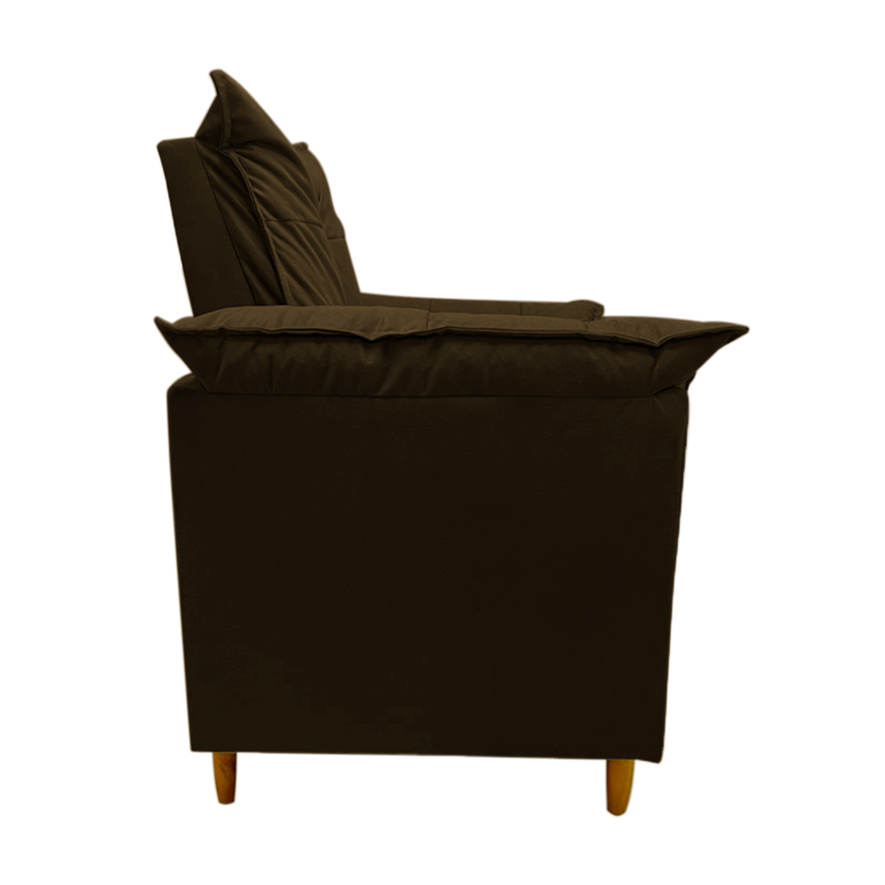 Poltrona de Amamentação + Puff Luana Pés Madeira Suede Marrom Escuro