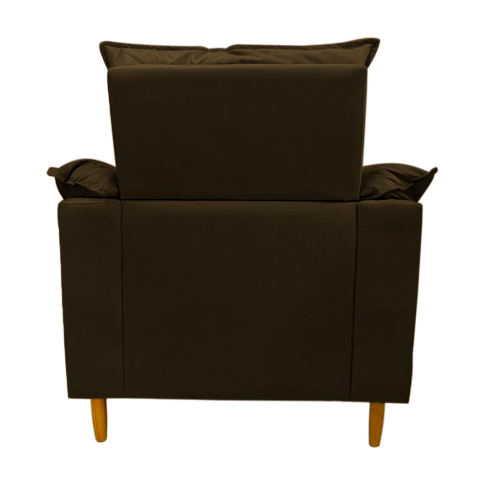Poltrona de Amamentação + Puff Luana Pés Madeira Suede Marrom Escuro