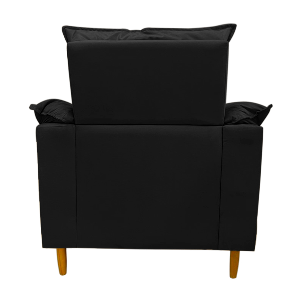 Poltrona de Amamentação + Puff Luana Pés Madeira Suede Preto