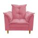 Poltrona de Amamentação + Puff Luana Pés Madeira Suede Rosa