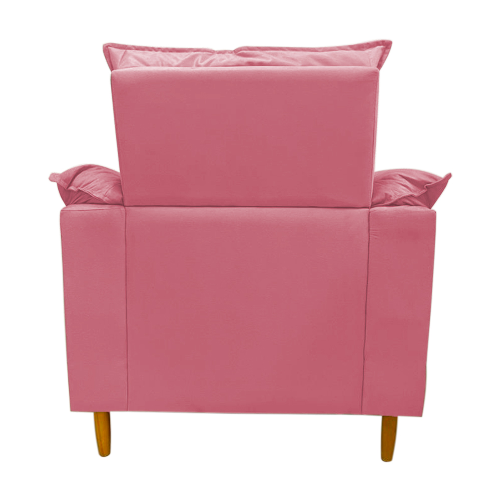 Poltrona de Amamentação + Puff Luana Pés Madeira Suede Rosa
