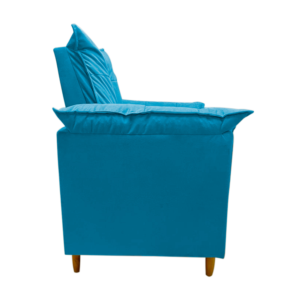 Poltrona de Amamentação + Puff Luana Pés Madeira Suede Turqueza
