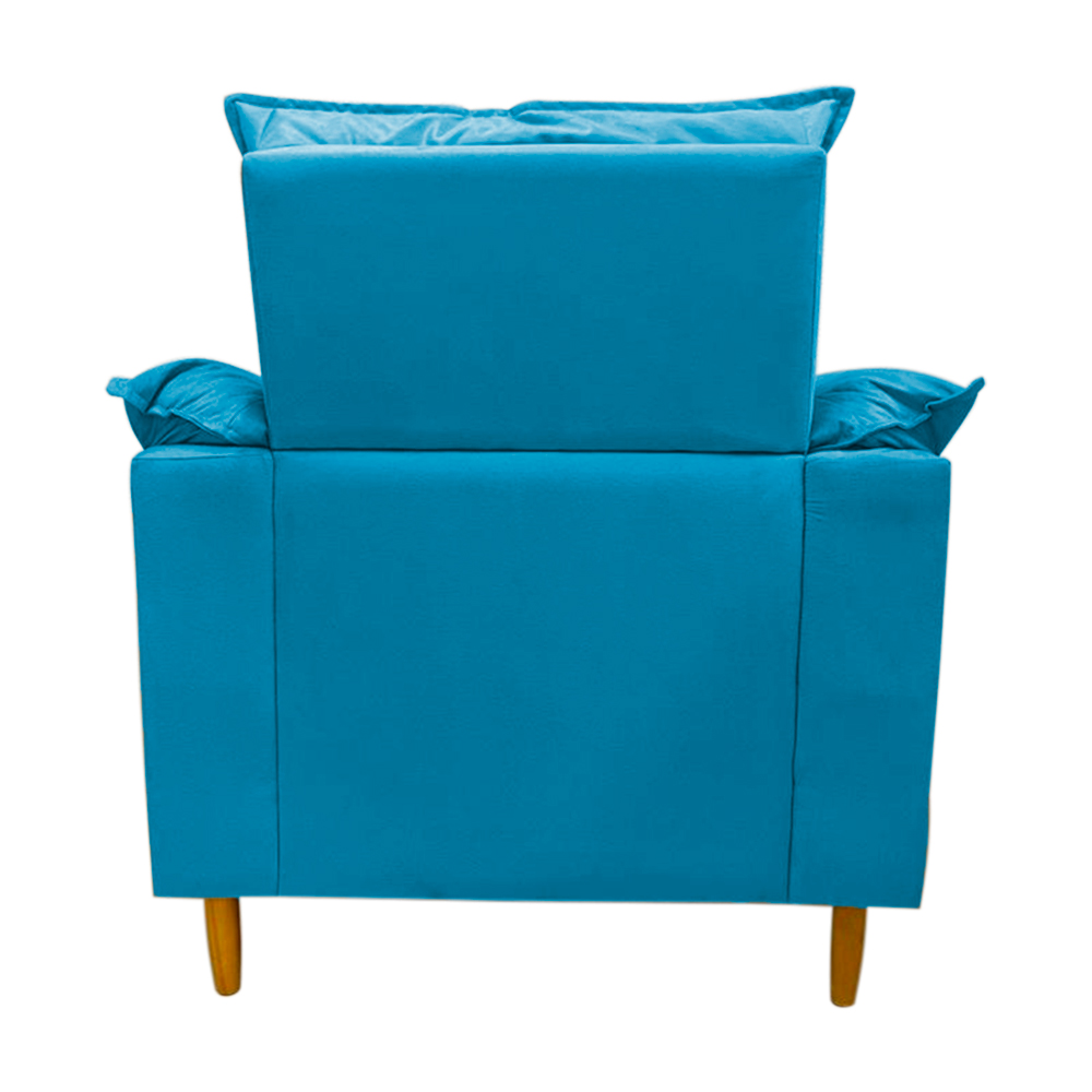 Poltrona de Amamentação + Puff Luana Pés Madeira Suede Turqueza
