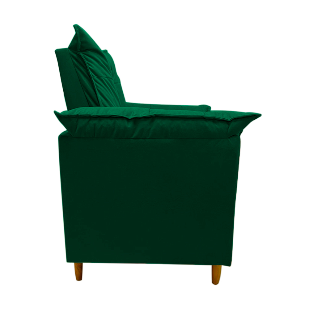 Poltrona de Amamentação + Puff Luana Pés Madeira Suede Verde Militar