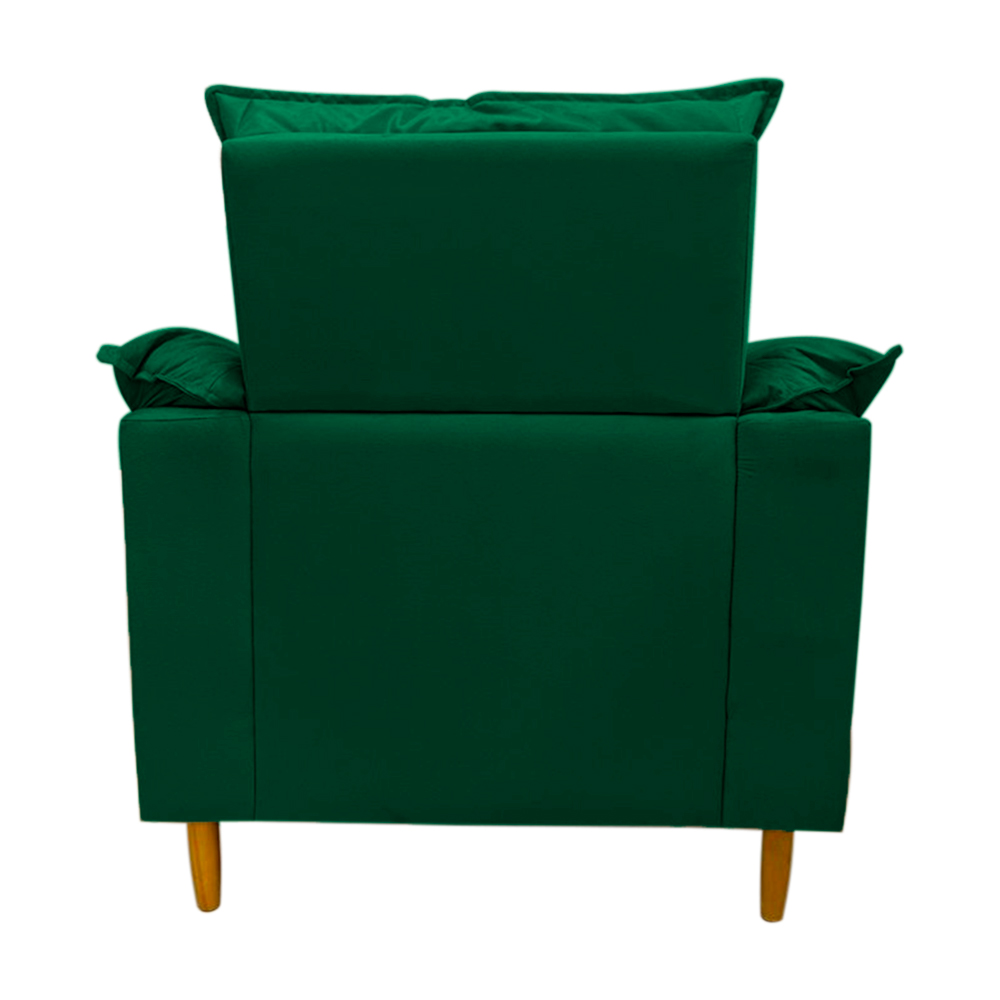 Poltrona de Amamentação + Puff Luana Pés Madeira Suede Verde Militar
