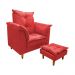 Poltrona de Amamentação + Puff Luana Pés Madeira Suede Vermelho