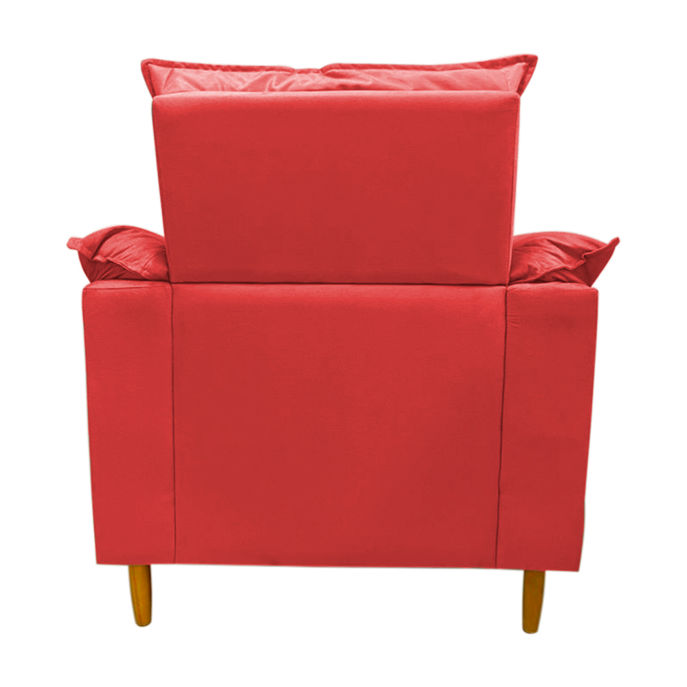 Poltrona de Amamentação + Puff Luana Pés Madeira Suede Vermelho