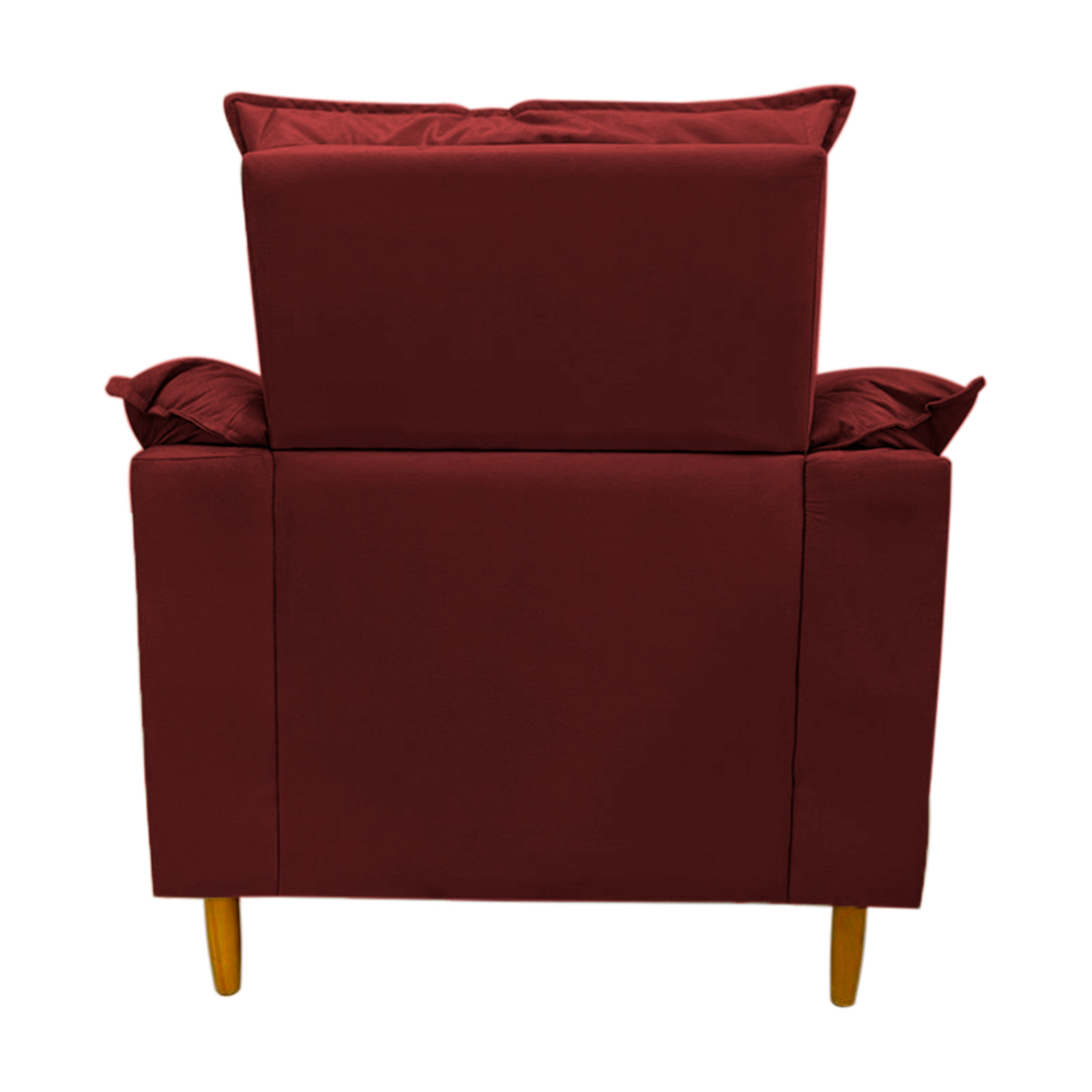 Poltrona de Amamentação + Puff Luana Pés Madeira Suede Vermelho Bordo