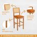 Banqueta Jade 03 com Rattan Couro Caramelo Pés em Madeira JCM