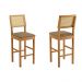 Banqueta Jade 03 com Rattan Linho Marrom Pés em Madeira JCM