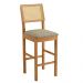 Banqueta Jade 03 com Rattan Veludo Bege Pés em Madeira JCM