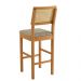 Banqueta Jade 03 com Rattan Veludo Bege Pés em Madeira JCM