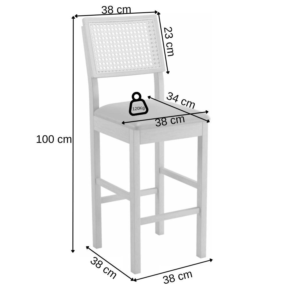 Banqueta Jade 03 com Rattan Verona Marrom Pés em Madeira JCM