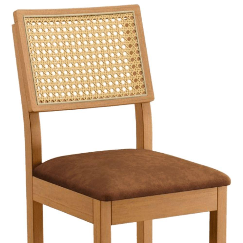 Banqueta Jade 03 com Rattan Verona Marrom Pés em Madeira JCM
