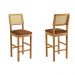 Banqueta Jade 03 com Rattan Verona Marrom Pés em Madeira JCM