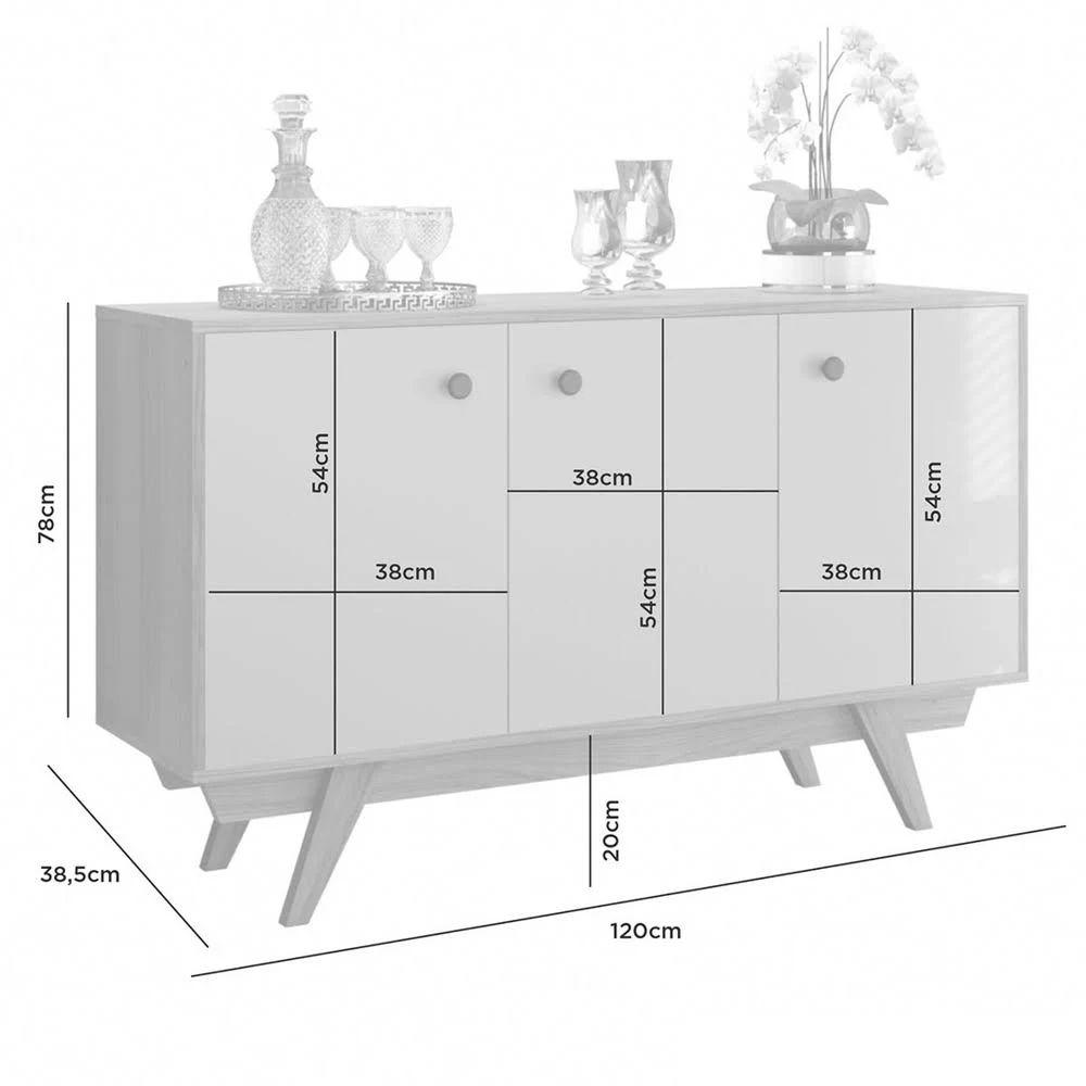Buffet Harmonia 3 Portas JCM Movelaria Cinamomo Off White