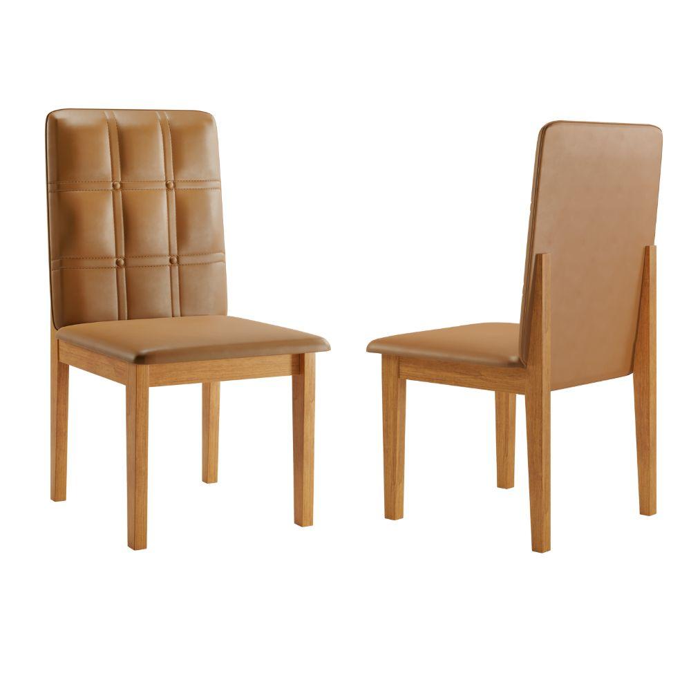 Conjunto 2 Cadeiras Ágata JCM Cinamomo Couro Caramelo