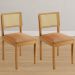 Conjunto 2 Cadeiras Jade 03 com Rattan Couro Caramelo Pés em Madeira JCM