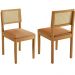 Conjunto 2 Cadeiras Jade 03 com Rattan Couro Caramelo Pés em Madeira JCM
