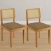 Conjunto 2 Cadeiras Jade 03 com Rattan Linho Marrom Pés em Madeira JCM