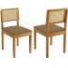 Conjunto 2 Cadeiras Jade 03 com Rattan Linho Marrom Pés em Madeira JCM