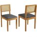 Conjunto 2 Cadeiras Jade 03 com Rattan Veludo Cinza Pés em Madeira JCM