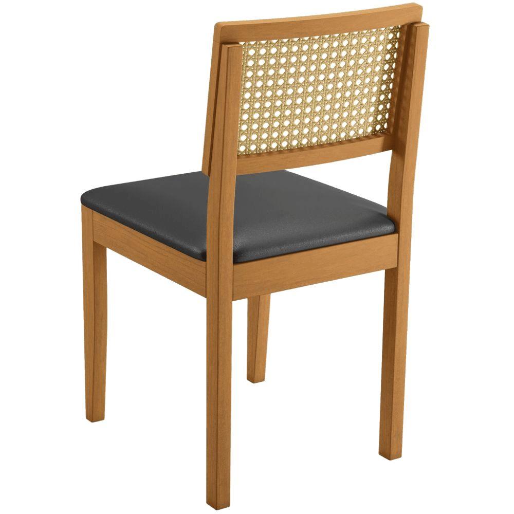 Conjunto 2 Cadeiras Jade 03 com Rattan Veludo Cinza Pés em Madeira JCM
